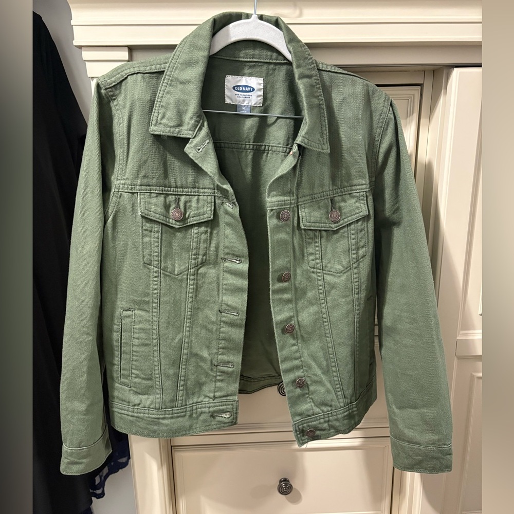 Old Navy Olive Green Utility Denim Jacket